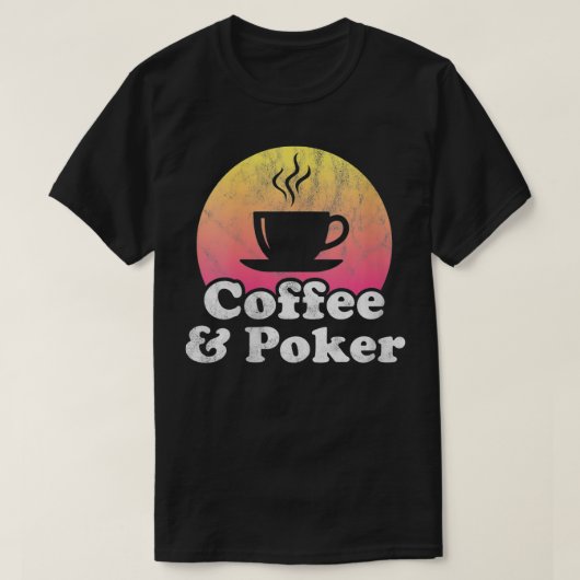 ウォメンズコーヒーとトランプのポーカーVNeck Tシャツ (デザイン正面)