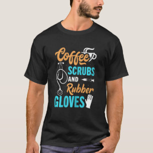 ウォメンズコーヒースクラバーとゴム手袋メディカルノール Tシャツ