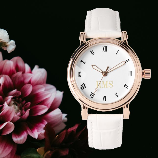 ウォメンズシスタイリッシュックエレガントバラ金ゴールドモノグラムの 腕時計 (Womens Chic Stylish Elegant Rose Gold Monogrammed Watch)