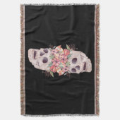 ウォメンズスカルフローラ絵画ヘッドのアートワークハクールー スローブランケット (正面縦)