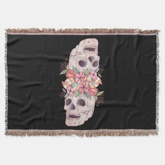 ウォメンズスカルフローラ絵画ヘッドのアートワークハクールー スローブランケット (正面)