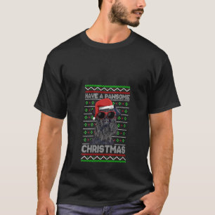 ウォメンズスタンダードシュナウザードッグパウおもしろいソムキリスト Tシャツ