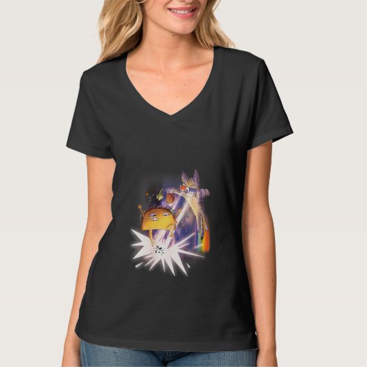 ウォメンズタコカアウタースペースキャットタコメキシおもしろいコ Tシャツ (正面)