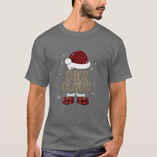 ウォメンズチおもしろいクロースサンタハットヒョウのクリスマ Tシャツ (正面)