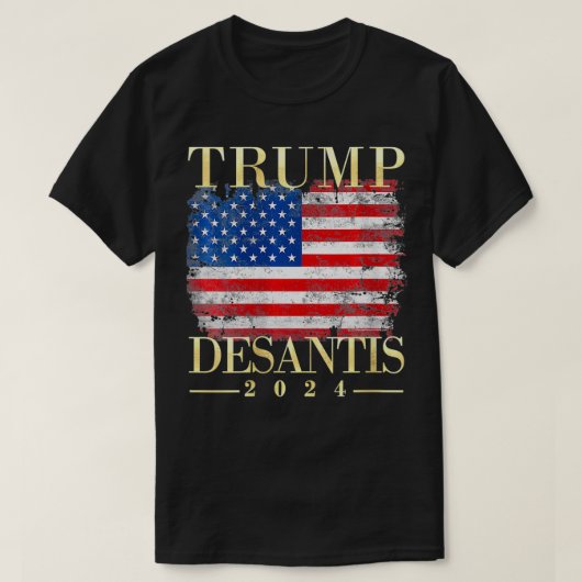 ウォメンズトランプデサンティス2024ヴィンテージ国旗VNeck Tシャツ (デザイン正面)