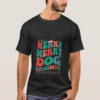 ウォメンズドメリーッグトリマークリスマスドッググルーミングXm Tシャツ