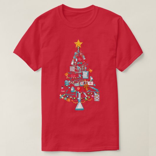 ウォメンズナースクリスマスツリー看護マテリアルクリスマス Tシャツ (デザイン正面)