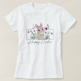 ウォメンズハッピーイースターバニーフローラ Tシャツ