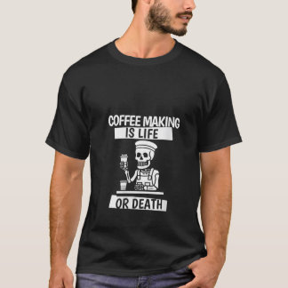 ウォメンズバリスタスケルトンカフェインカフェビーンコーヒー Tシャツ