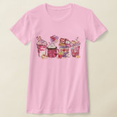 ウォメンズバレンタインデイシャツ、バレンタインコーヒー Tシャツ (レイダウン)