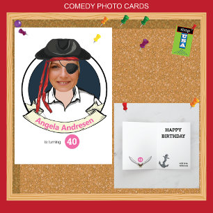 ウォメンズパイレーツ誕生日40thおもしろいあなたの顔を追加 カード
