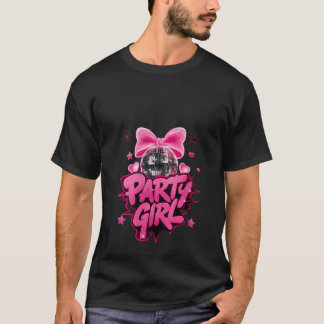 ウォメンズパーティーガールコケットボウディスコボール誕生日 Tシャツ