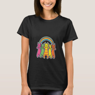 ウォメンズパーティーレインボーキャッツEDMフェスティバルレイヴ Tシャツ