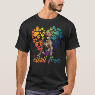 ウォメンズピットブルママおもしろい犬ラバーピッティドッグポー Tシャツ