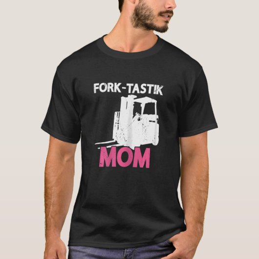 ウォメンズフォークタスティクママ認定倉庫フォークリフト Tシャツ (正面)