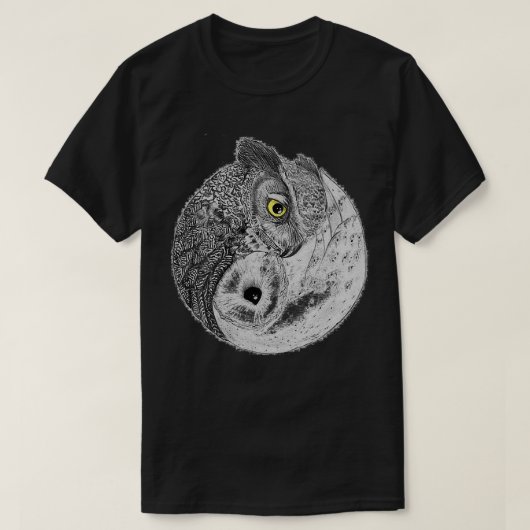 ウォメンズフクロウ陰陽タイチーVNeck Tシャツ (デザイン正面)