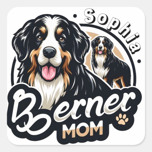 ウォメンズベルナーママ – Bernese Mountain Dog Mom Gift スクエアシール (正面)