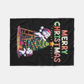 ウォメンズペット動物愛好家クリスマスプードルドッグデコレティ フリースブランケット (正面(横))