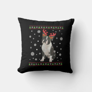ウォメンズボストンテリアクリスマスズ醜いクリスマスセーター クッション