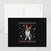ウォメンズボストンテリアクリスマスズ醜いクリスマスセーター ポストカード (正面/裏面)