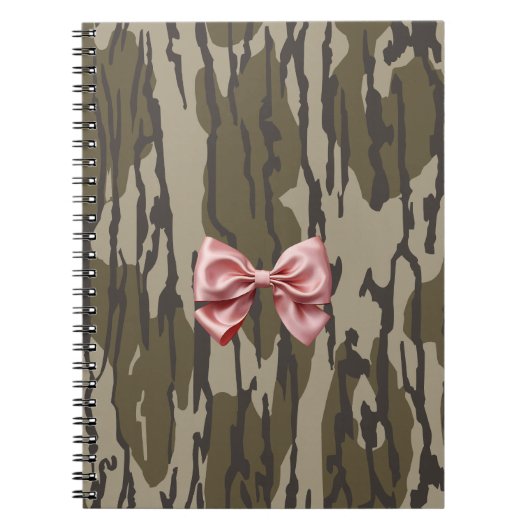 ウォメンズボートムランド迷彩柄キュートピンクリボンボウ ノートブック (正面)
