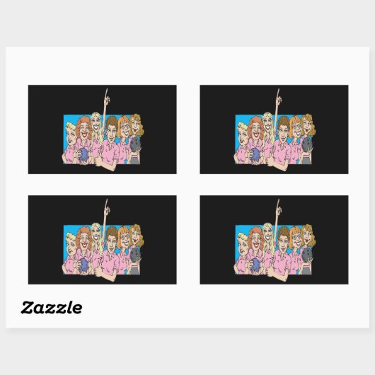 ウォメンズボーリングチーム 長方形シール (シート)