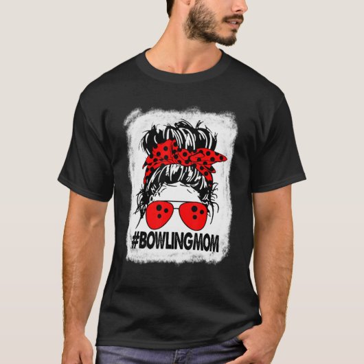 ウォメンズボーリングママMessy Bun漂白 Tシャツ (正面)