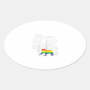 ウォメンズママベアレインボープライドゲイフラグLGBT 楕円形シール