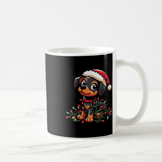 ウォメンズミニチュアピンシャークリスマスライトドッグおもしろい コーヒーマグカップ (右)
