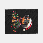ウォメンズミニチュアピンシャークリスマスライトドッグおもしろい フリースブランケット (正面(横))