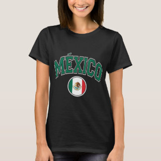 ウォメンズメキシコバーシティスタイルサークルフラッググリーン文字 Tシャツ
