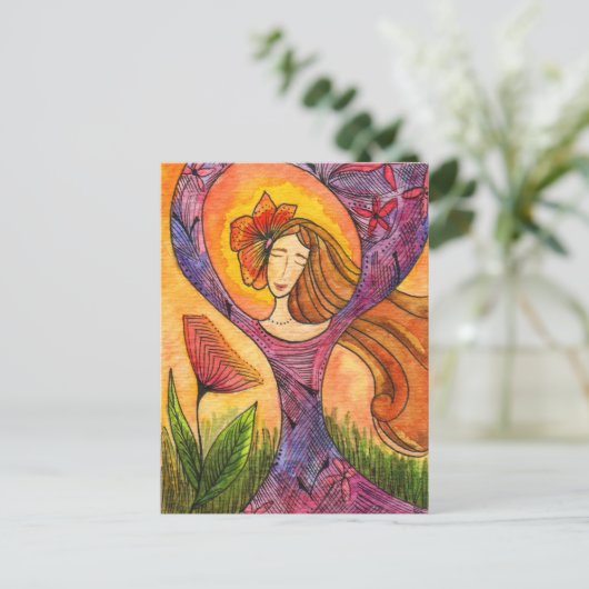 ウォメンズモーニングメディテーションカード ポストカード (スタンド正面)