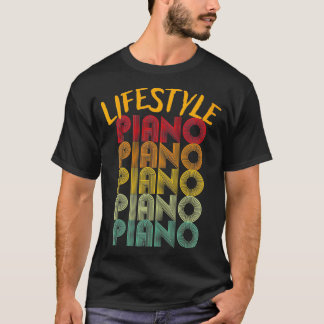 ウォメンズライフスタイルピアノカラーヴィンテージサンセットユニーク Tシャツ