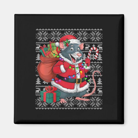 ウォメンズラットクリスマスセータースタイル醜いサンタラットクリス マグネット (正面)