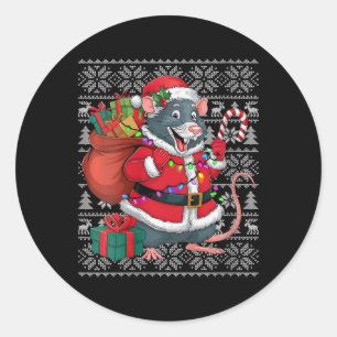 ウォメンズラットクリスマスセータースタイル醜いサンタラットクリス ラウンドシール
