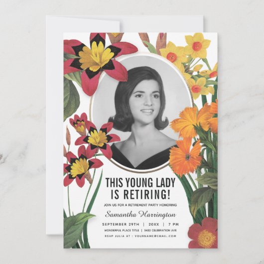 ウォメンズリタイアメント招待状オールドフォトボタニカル 招待状 (正面)