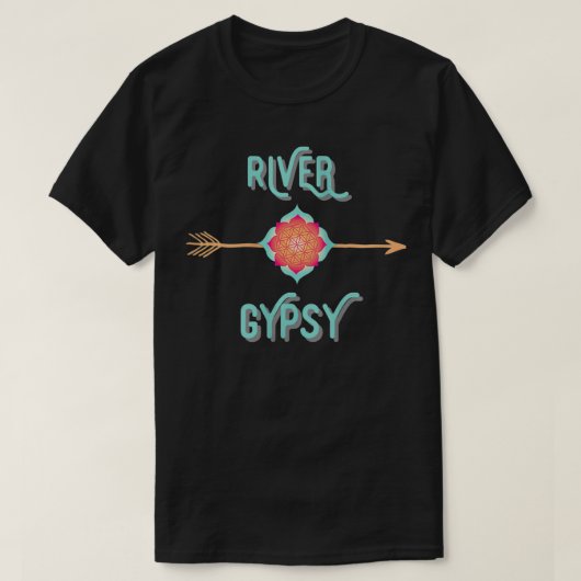 ウォメンズリバージプシー、ボホアローウィメンズサマーおもしろい Tシャツ (デザイン正面)