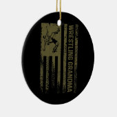 ウォメンズレスリングおばあちゃんヴィンテージアメリカ国旗 セラミックオーナメント (右)