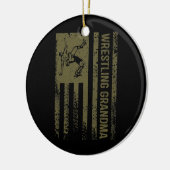 ウォメンズレスリングおばあちゃんヴィンテージアメリカ国旗 セラミックオーナメント (左)