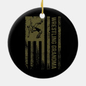 ウォメンズレスリングおばあちゃんヴィンテージアメリカ国旗 セラミックオーナメント (裏面)