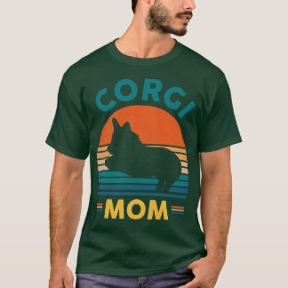 ウォメンズレトロコルギマママドッグママザーペットオーナーヴィンタグ Tシャツ
