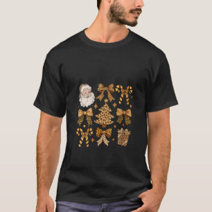 ウォメンズレトロレオパードコケットボウサンタクロースChri Tシャツ