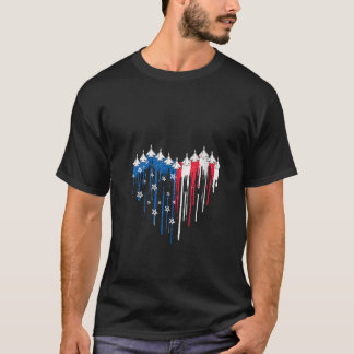 ウォメンズレトロ戦闘機ジェット機米国国旗He Tシャツ