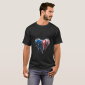 ウォメンズレトロ戦闘機ジェット機米国国旗He Tシャツ (正面フル)