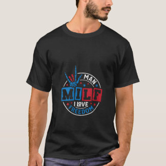 ウォメンズレトロMILFマンI愛する花火アメリおもしろいー Tシャツ