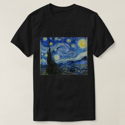 ウォメンズヴァンゴッホ星空の夜の印象派アートヴィン Tシャツ (デザイン正面)