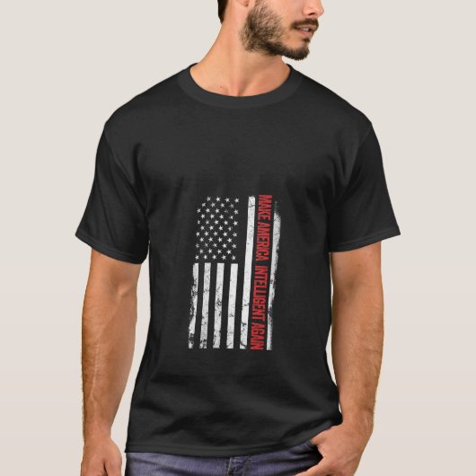 ウォメンズヴィンテージアメリカ合衆国国旗Make America Intel Tシャツ (正面)
