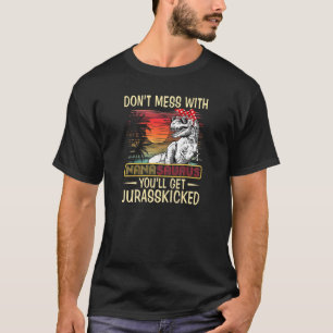 ウォメンズヴィンテージナナサウルスレトロ恐竜母' Tシャツ