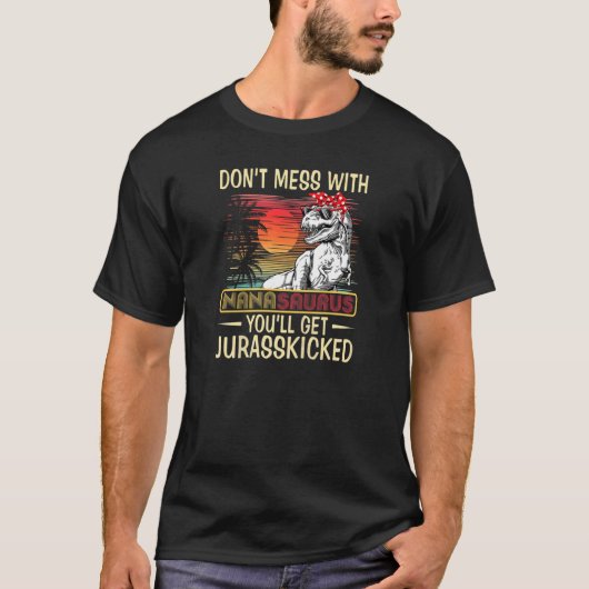 ウォメンズヴィンテージナナサウルスレトロ恐竜母' Tシャツ (正面)