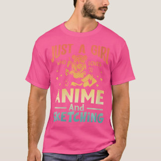 ウォメンズヴィンテージレトロアニメAを愛する女の子 Tシャツ